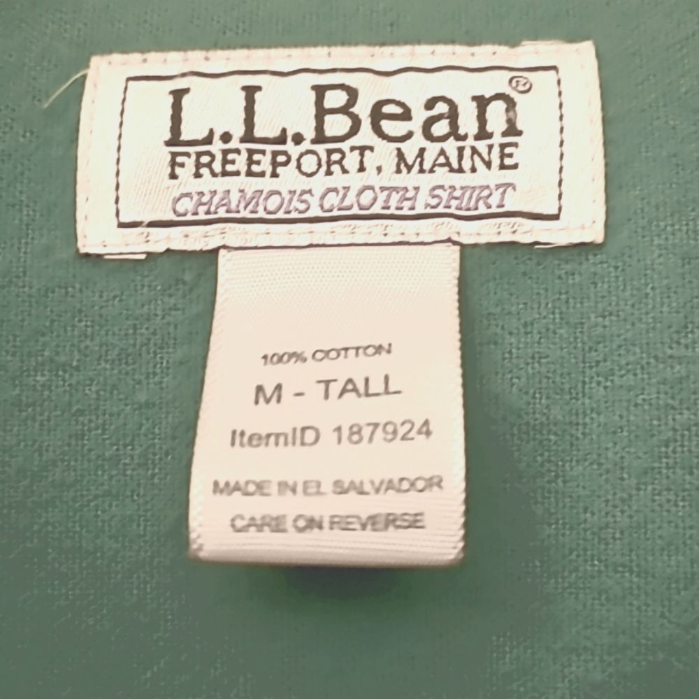 L.L.Bean Aqua Blue long sleeve button up chamois shirt M Tall - Picture 7 of 7